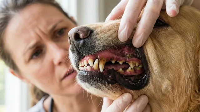 Dog showing signs of dental disease