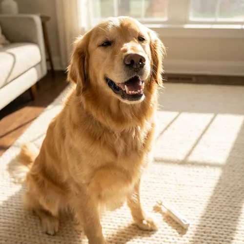 Happy dog with clean teeth